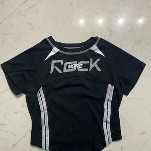 Black “Rock More” Crop Top – Size Medium